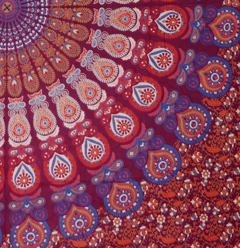 Ritualtuch - indische Tagesdecke - Wandbehang lila/rot/orange - 240x210