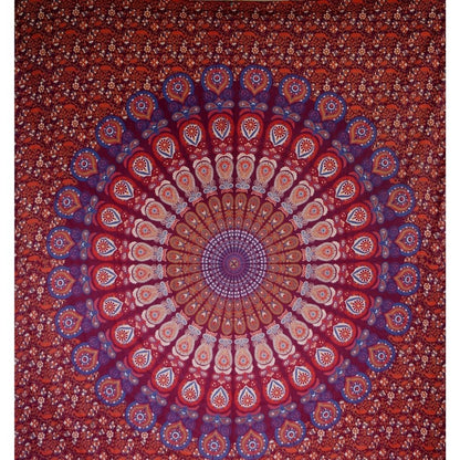 Ritualtuch - indische Tagesdecke - Wandbehang lila/rot/orange - 240x210