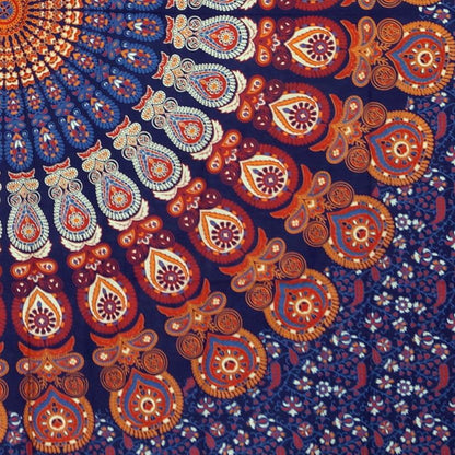 Ritualtuch - indische Tagesdecke - Wandbehang blau/orange/lila - 230x210