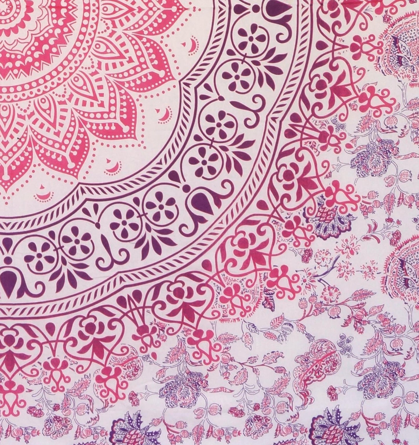 Ritualtuch - indische Tagesdecke - Wandbehang weiß/pink/violett - 220x210