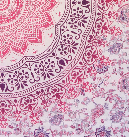 Ritualtuch - indische Tagesdecke - Wandbehang weiß/pink/violett - 220x210