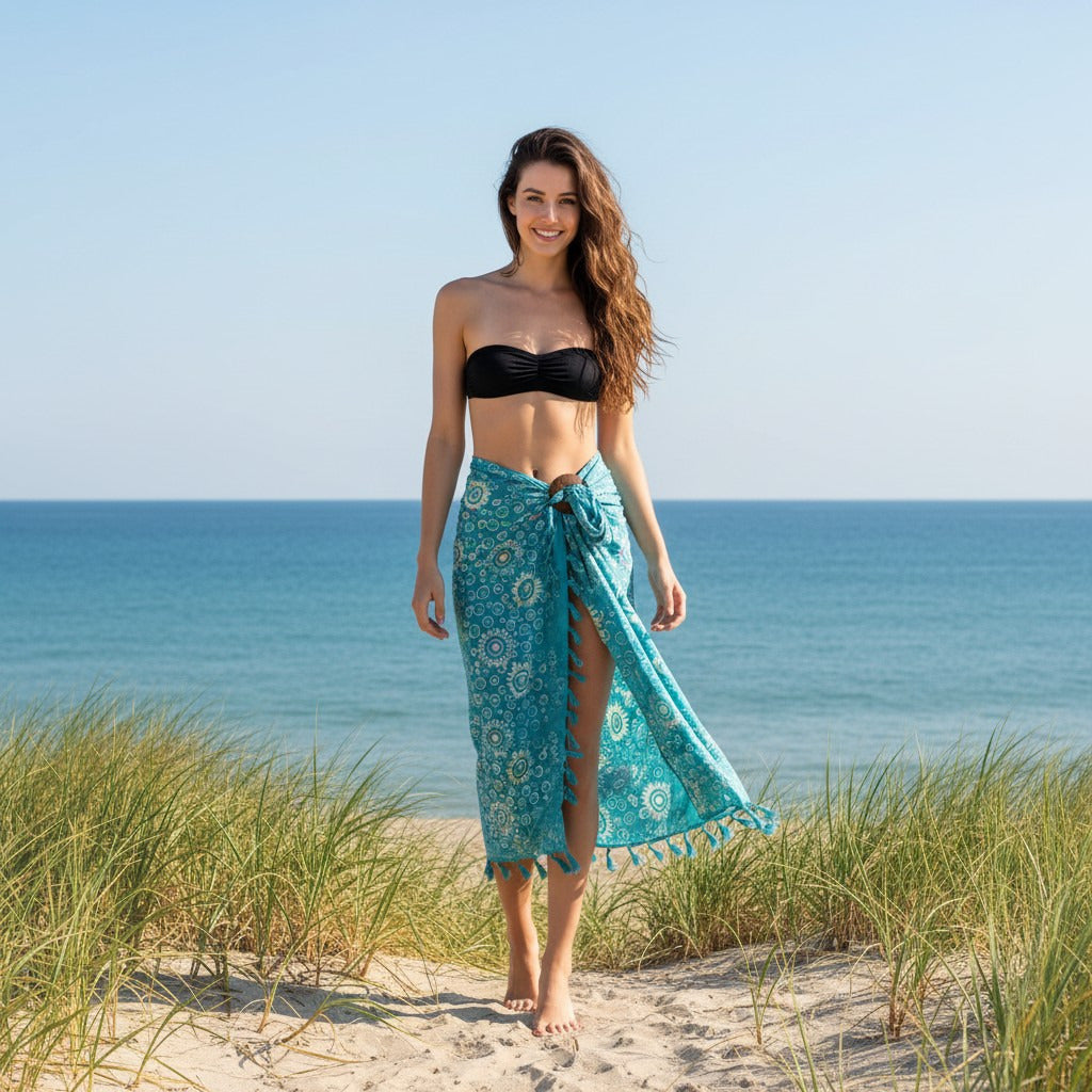Lunghi - Sarong - Strand-Tuch - Pareo, Türkis