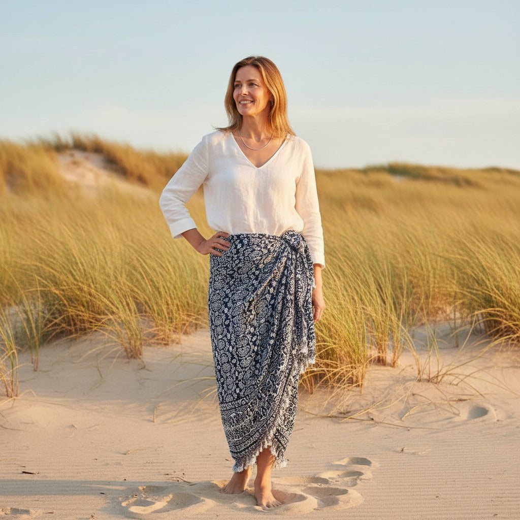 Lunghi - Sarong - Strand-Tuch - Pareo, Dunkelblau