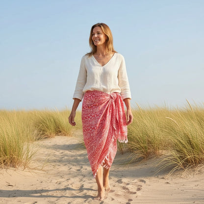 Lunghi - Sarong - Strand-Tuch - Pareo, Koralle