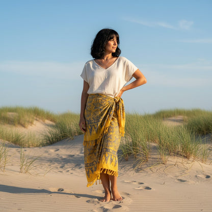 Lunghi - Sarong - Strand-Tuch - Pareo, gelb
