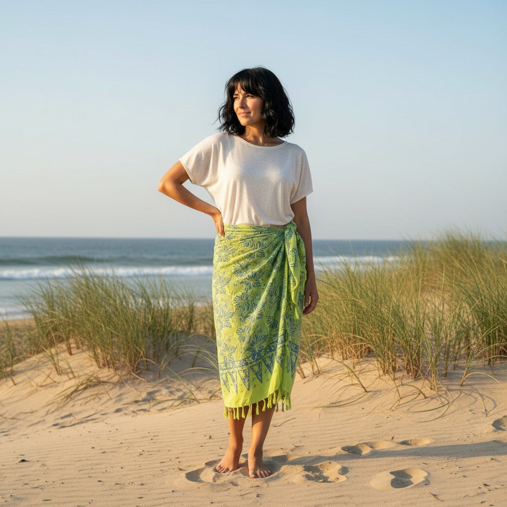 Lunghi - Sarong - Strand-Tuch - Pareo, hellgrün