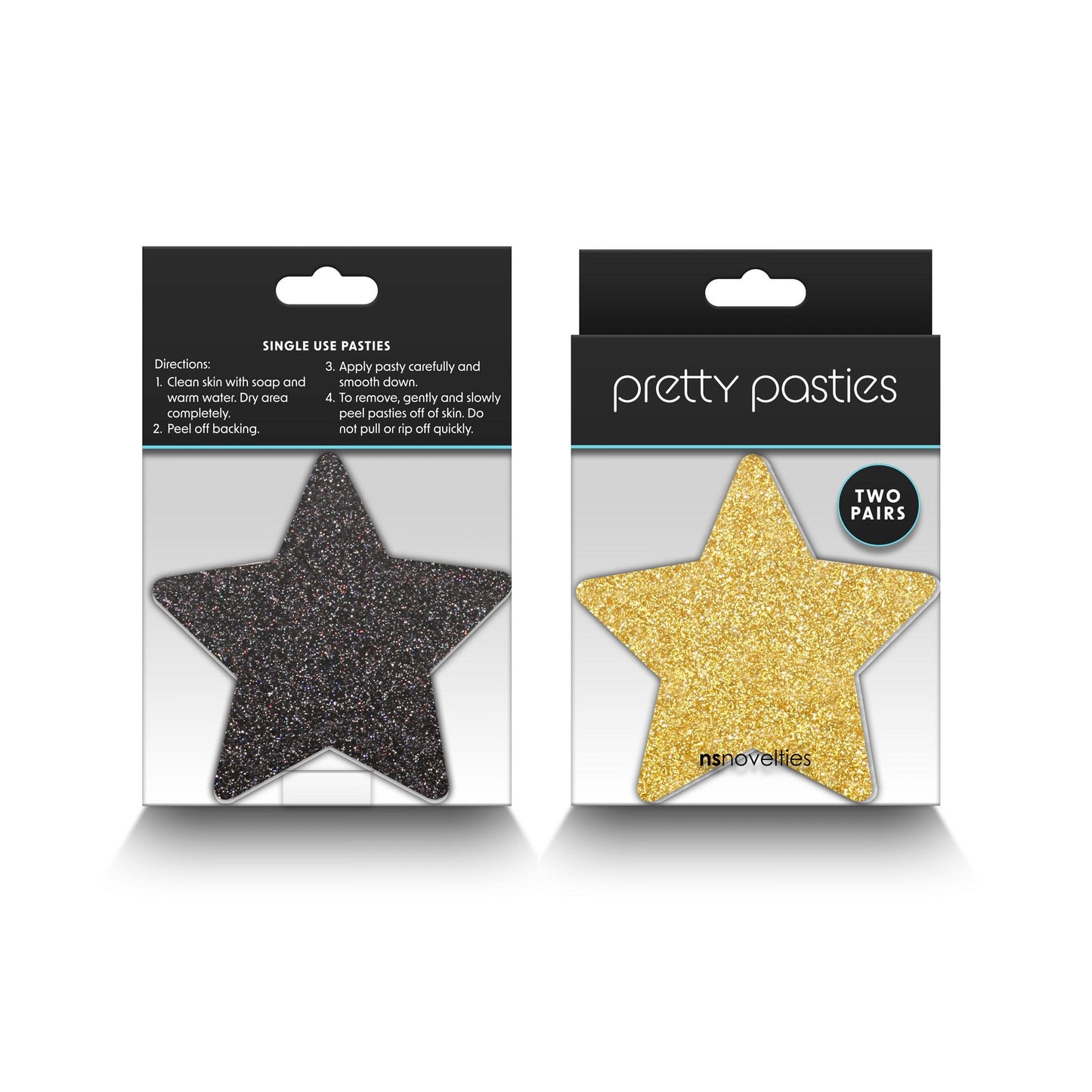 Pasties Glitzer-Sterne 2 Paare, Schwarz & Gold
